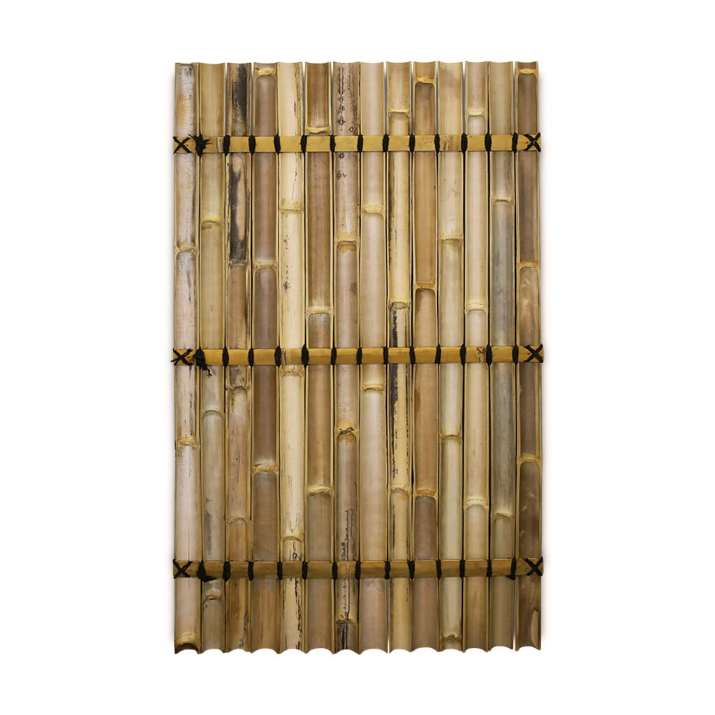 Bamboe schutting halfrond palmtouw Donkerbruin 90x150 cm achterkant