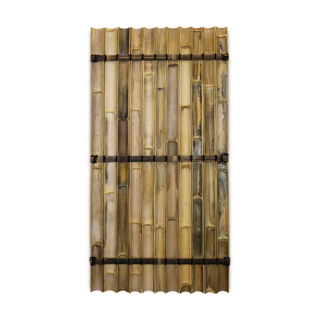 Bamboe schutting halfrond palmtouw Donkerbruin 90x180 cm achterkant