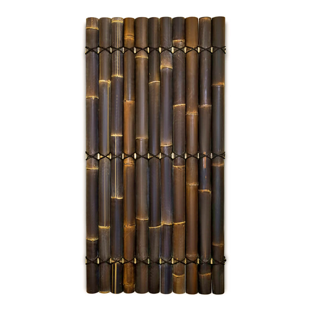 Bamboe schutting halfrond palmtouw Donkerbruin 90x180 cm