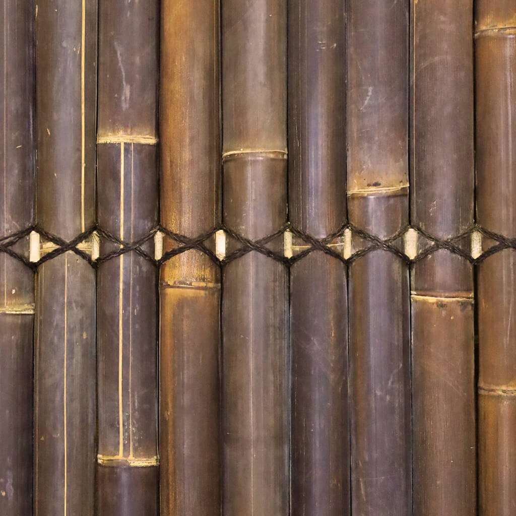 Bamboe schutting halfrond palmtouw Donkerbruin Detail